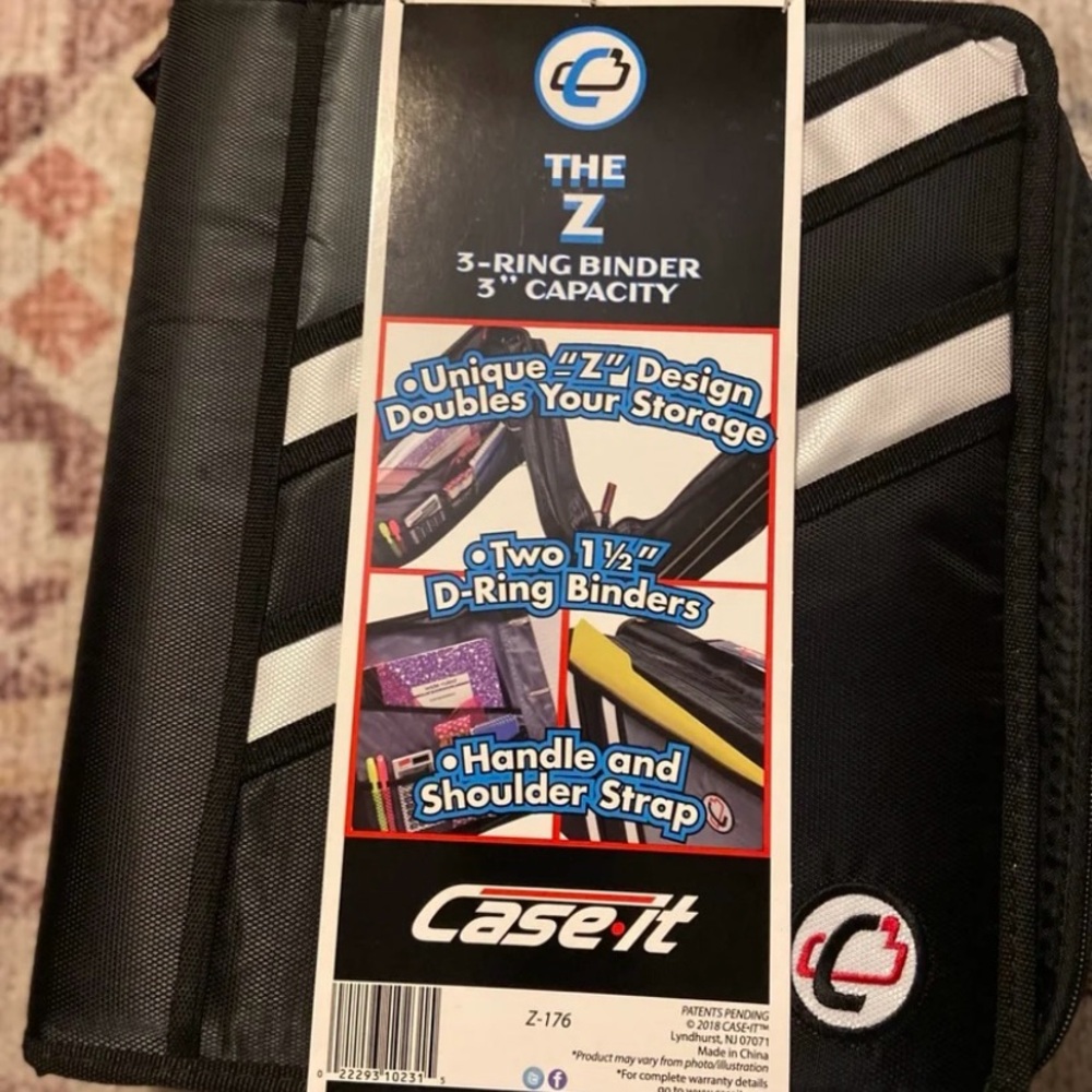 Case-it The Z, 2-in-1 Zipper 3-Ring Binder, 3" Capacity, Black , Z-176